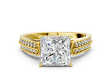 Yellow gold Princess Cut Pave Split Shank Engagement Ring with Four-Prong Setting_19