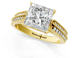 Yellow gold Princess Cut Pave Split Shank Engagement Ring with Four-Prong Setting_20
