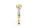 Yellow gold Princess Cut Pave Split Shank Engagement Ring with Four-Prong Setting_21