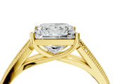 Yellow gold Princess Cut Pave Split Shank Engagement Ring with Four-Prong Setting_23