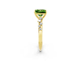 Yellow gold Princess Cut Peridot Cluster Side Stone Solitaire Ring with Prong Setting_26