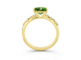 Yellow gold Princess Cut Peridot Cluster Side Stone Solitaire Ring with Prong Setting_27