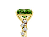 Yellow gold Princess Cut Peridot Cluster Side Stone Solitaire Ring with Prong Setting_29
