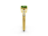 Yellow gold Princess Cut Peridot Engagement Ring with Milgrain Channel Set Band and Prong Setting_2
