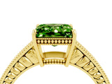 Yellow gold Princess Cut Peridot Engagement Ring with Milgrain Channel Set Band and Prong Setting_4