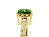 Yellow gold Princess Cut Peridot Engagement Ring with Milgrain Channel Set Band and Prong Setting_5