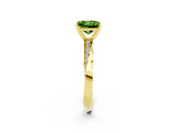 Yellow gold Princess Cut Peridot Engagement Ring with Side Stone Accents and Four-Prong Setting_41
