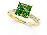Yellow gold Princess Cut Peridot Engagement Ring with Side Stone Accents and Four-Prong Setting_61