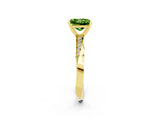 Yellow gold Princess Cut Peridot Engagement Ring with Side Stone Accents and Four-Prong Setting_62