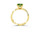 Yellow gold Princess Cut Peridot Engagement Ring with Side Stone Accents and Four-Prong Setting_63