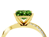Yellow gold Princess Cut Peridot Engagement Ring with Side Stone Accents and Four-Prong Setting_64