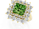 Yellow gold Princess Cut Peridot Floral Double Halo Engagement Ring with Prong Setting_73