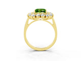 Yellow gold Princess Cut Peridot Floral Double Halo Engagement Ring with Prong Setting_75