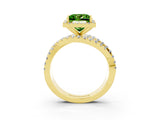 Yellow gold Princess Cut Peridot Halo Ring with Round Split Shank and Prong Setting_51