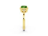 Yellow gold Princess Cut Peridot Halo Ring with Tapered Band and Four-Prong Setting_2