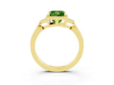 Yellow gold Princess Cut Peridot Halo Ring with Tapered Band and Four-Prong Setting_3