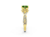 Yellow gold Princess Cut Peridot  Halo Twist Band Solitaire Prong Setting Ring_26