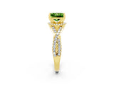 Yellow gold Princess Cut Peridot  Halo Twist Band Solitaire Prong Setting Ring_44