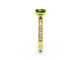 Yellow gold Princess Cut Peridot Milgrain Pavé Engagement Ring with Four-Prong Setting_14