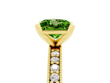 Yellow gold Princess Cut Peridot Milgrain Pavé Engagement Ring with Four-Prong Setting_17