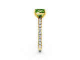 Yellow gold Princess Cut Peridot Pavé Solitaire Ring with Round Band and Prong Setting_26