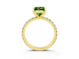 Yellow gold Princess Cut Peridot Pavé Solitaire Ring with Round Band and Prong Setting_27