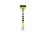 Yellow gold Princess Cut Peridot Pave Band Solitaire Ring with Four-Prong Setting_26