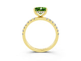 Yellow gold Princess Cut Peridot Pave Band Solitaire Ring with Four-Prong Setting_27