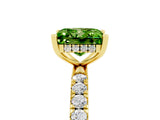 Yellow gold Princess Cut Peridot Pave Band Solitaire Ring with Four-Prong Setting_29