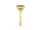 Yellow gold Princess Cut Peridot Ring with Side Stones and Four-Prong Setting_38