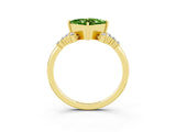 Yellow gold Princess Cut Peridot Ring with Side Stones and Four-Prong Setting_39