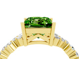 Yellow gold Princess Cut Peridot Scattered Round Accent Ring with Prong Setting_34