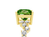 Yellow gold Princess Cut Peridot Scattered Round Accent Ring with Prong Setting_35