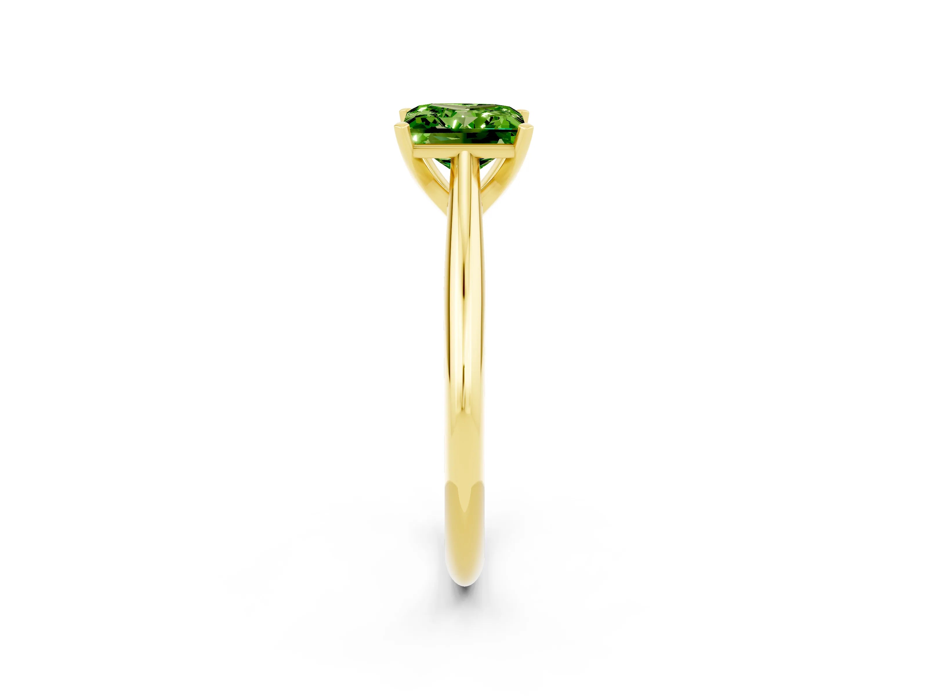 Yellow gold Princess Cut Peridot Solitaire Engagement Ring with Cathedral Setting and Four-Prong Mount_14