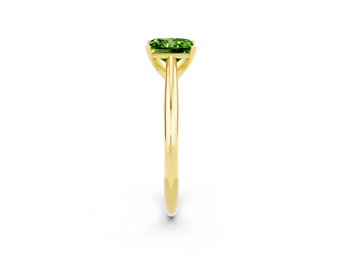Yellow gold Princess Cut Peridot Solitaire Engagement Ring with Cathedral Setting and Four-Prong Mount_14