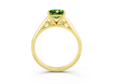 Yellow gold Princess Cut Peridot Solitaire Engagement Ring with Cathedral Setting and Four-Prong Mount_15