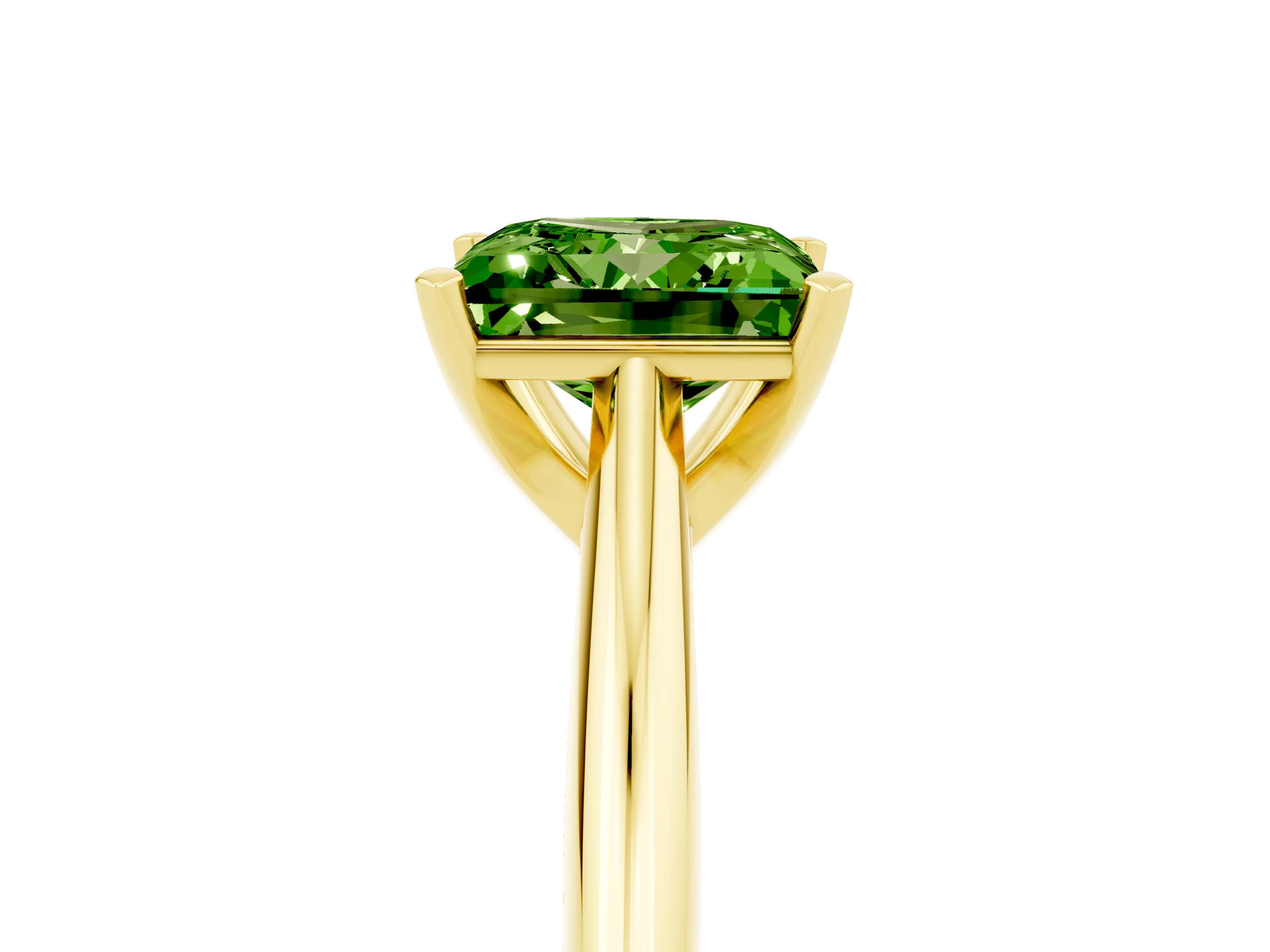 Yellow gold Princess Cut Peridot Solitaire Engagement Ring with Cathedral Setting and Four-Prong Mount_17