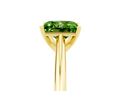 Yellow gold Princess Cut Peridot Solitaire Engagement Ring with Cathedral Setting and Four-Prong Mount_17