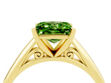 Yellow gold Princess Cut Peridot Solitaire Engagement Ring with Cathedral Setting and Four-Prong Mount_22