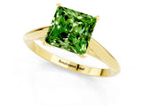 Yellow gold Princess Cut Peridot Solitaire Engagement Ring with Cathedral Setting and Four-Prong Mount_25