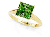 Yellow gold Princess Cut Peridot Solitaire Engagement Ring with Cathedral Setting and Four-Prong Mount_73