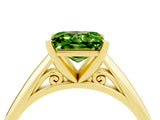 Yellow gold Princess Cut Peridot Solitaire Engagement Ring with Cathedral Setting and Four-Prong Mount_76
