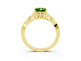 Yellow gold Princess Cut Peridot Solitaire Engagement Ring with Celtic Knot Band and Four-Prong Setting_3