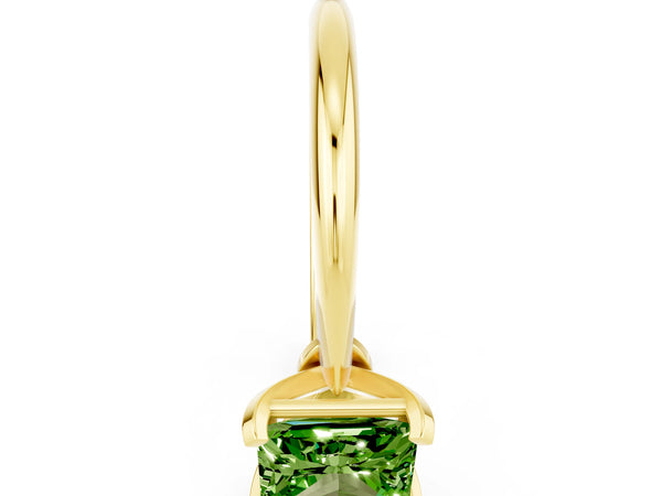 Yellow gold Princess Cut Peridot Solitaire Engagement Ring with Classic Band and Four-Prong Setting
