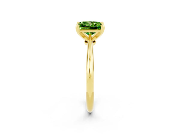Yellow gold Princess Cut Peridot Solitaire Engagement Ring with Classic Band and Four-Prong Setting