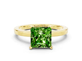 Yellow gold Princess Cut Peridot Solitaire Engagement Ring with Classic Band and Four-Prong Setting_24