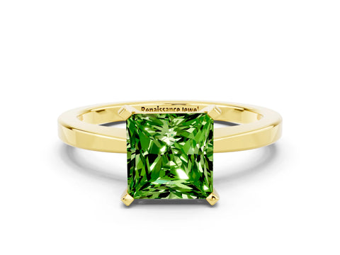 Yellow gold Princess Cut Peridot Solitaire Engagement Ring with Classic Band and Four-Prong Setting_24