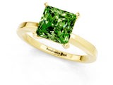 Yellow gold Princess Cut Peridot Solitaire Engagement Ring with Classic Band and Four-Prong Setting_25