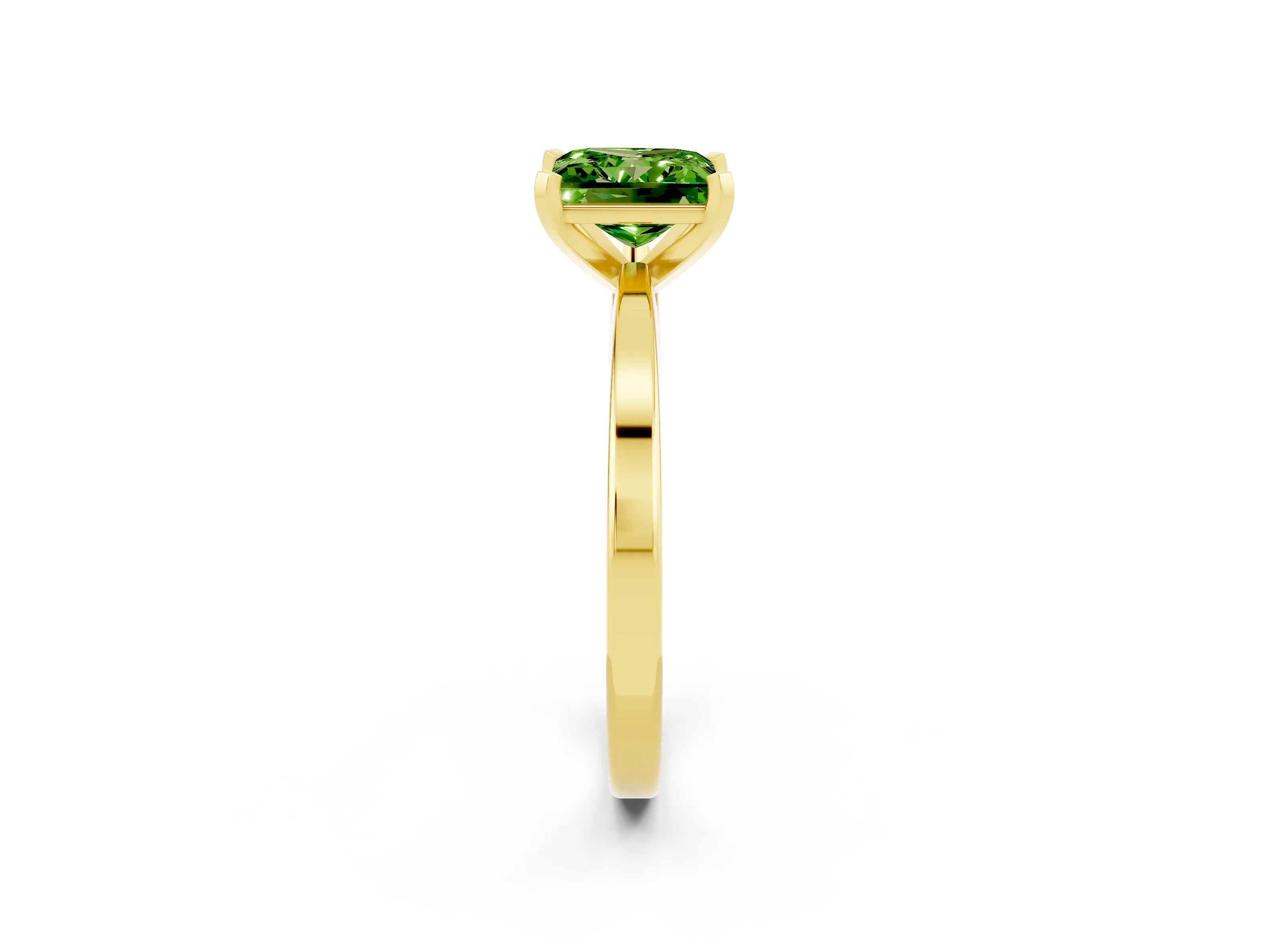 Yellow gold Princess Cut Peridot Solitaire Engagement Ring with Classic Band and Four-Prong Setting_26
