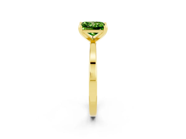 Yellow gold Princess Cut Peridot Solitaire Engagement Ring with Classic Band and Four-Prong Setting